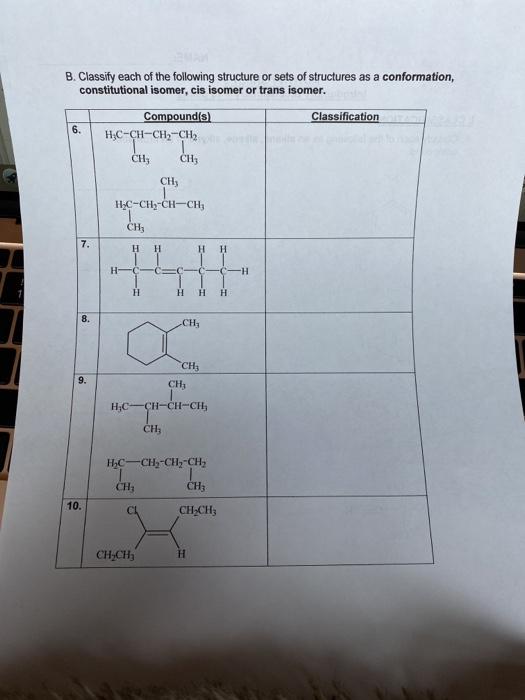 Solved B. Classify each of the following structure or sets | Chegg.com