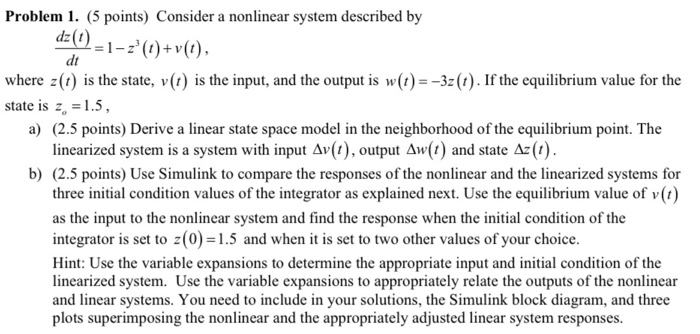 Problem 1. (5 points) Consider a nonlinear system | Chegg.com