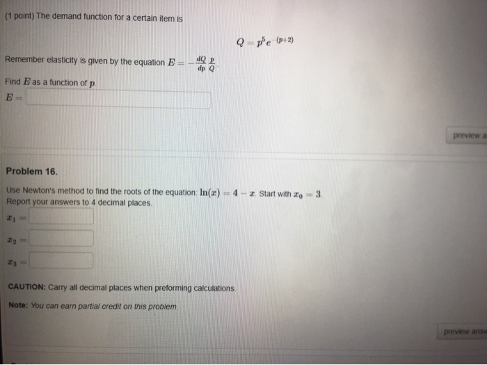 Solved (1 point) The demand function for a certain item is | Chegg.com