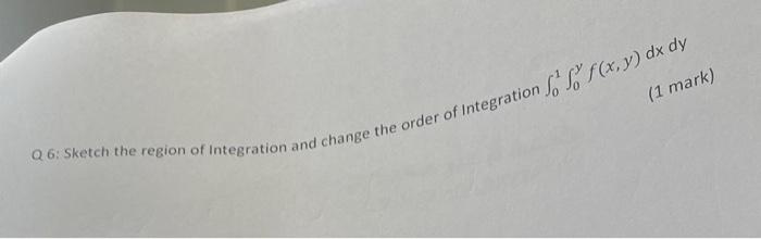 Solved Q 6: Sketch the region of Integration and change the | Chegg.com