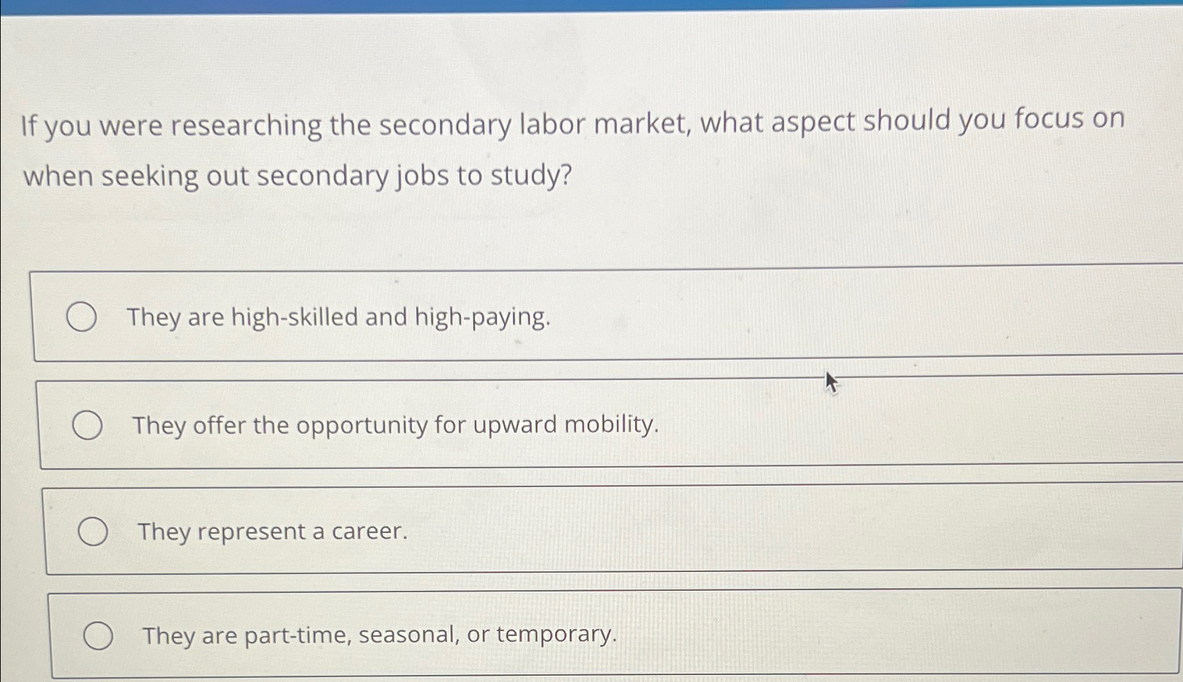Solved If you were researching the secondary labor market,