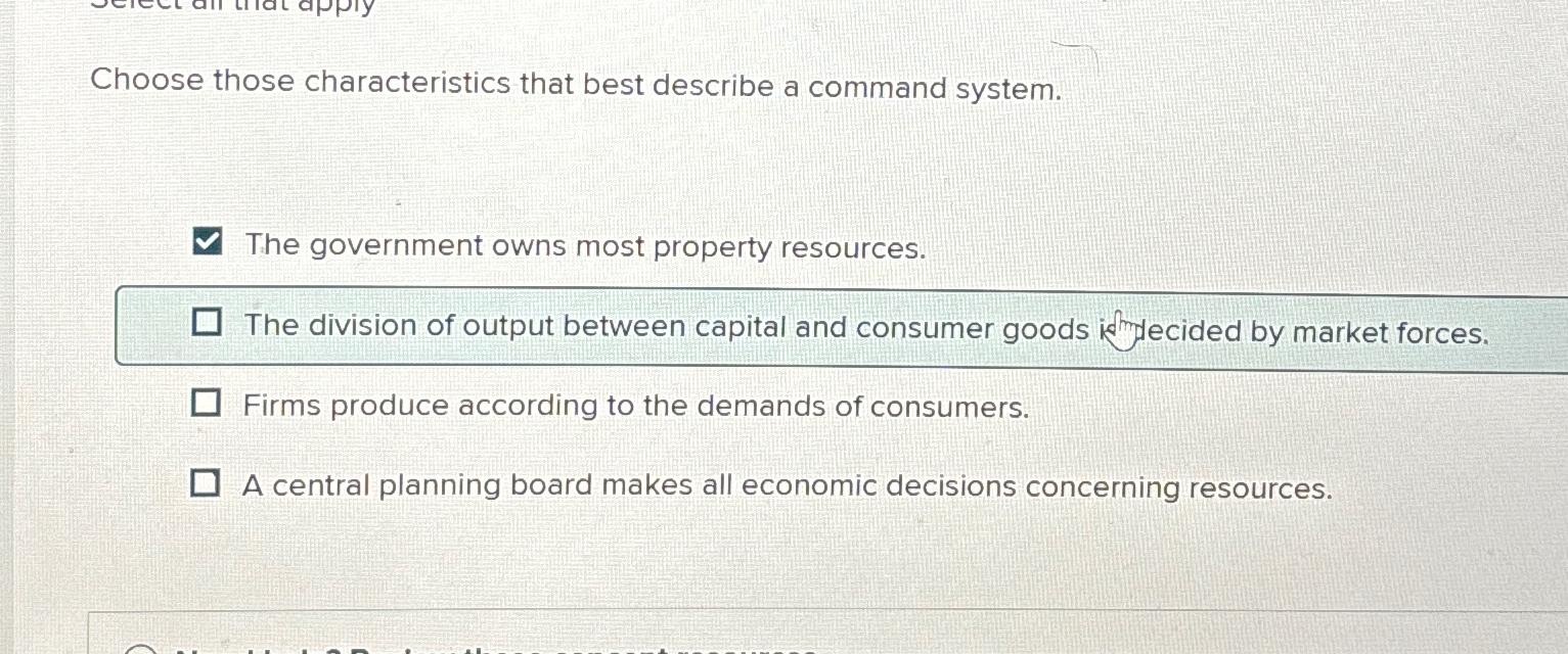 Solved Choose those characteristics that best describe a