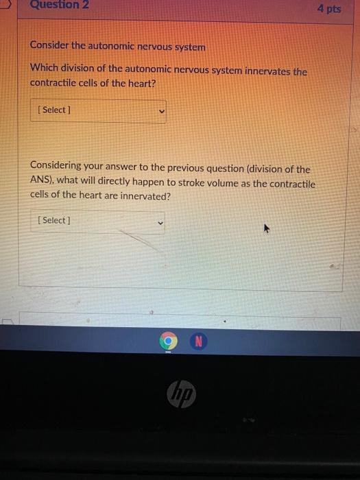 Solved Question 2 4 pts Consider the autonomic nervous | Chegg.com