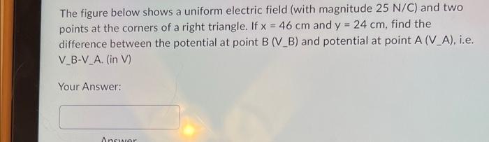 Solved The Figure Below Shows A Uniform Electric Field (with | Chegg.com