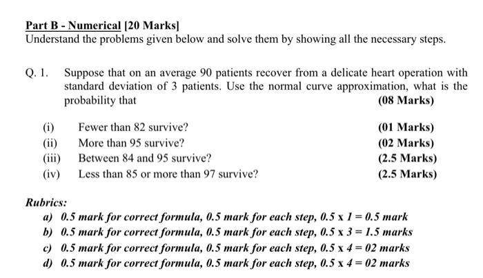 Solved Part B - Numerical [20 Marks] Understand the problems | Chegg.com