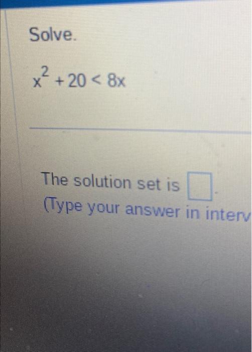 Solved Solve x² + 20