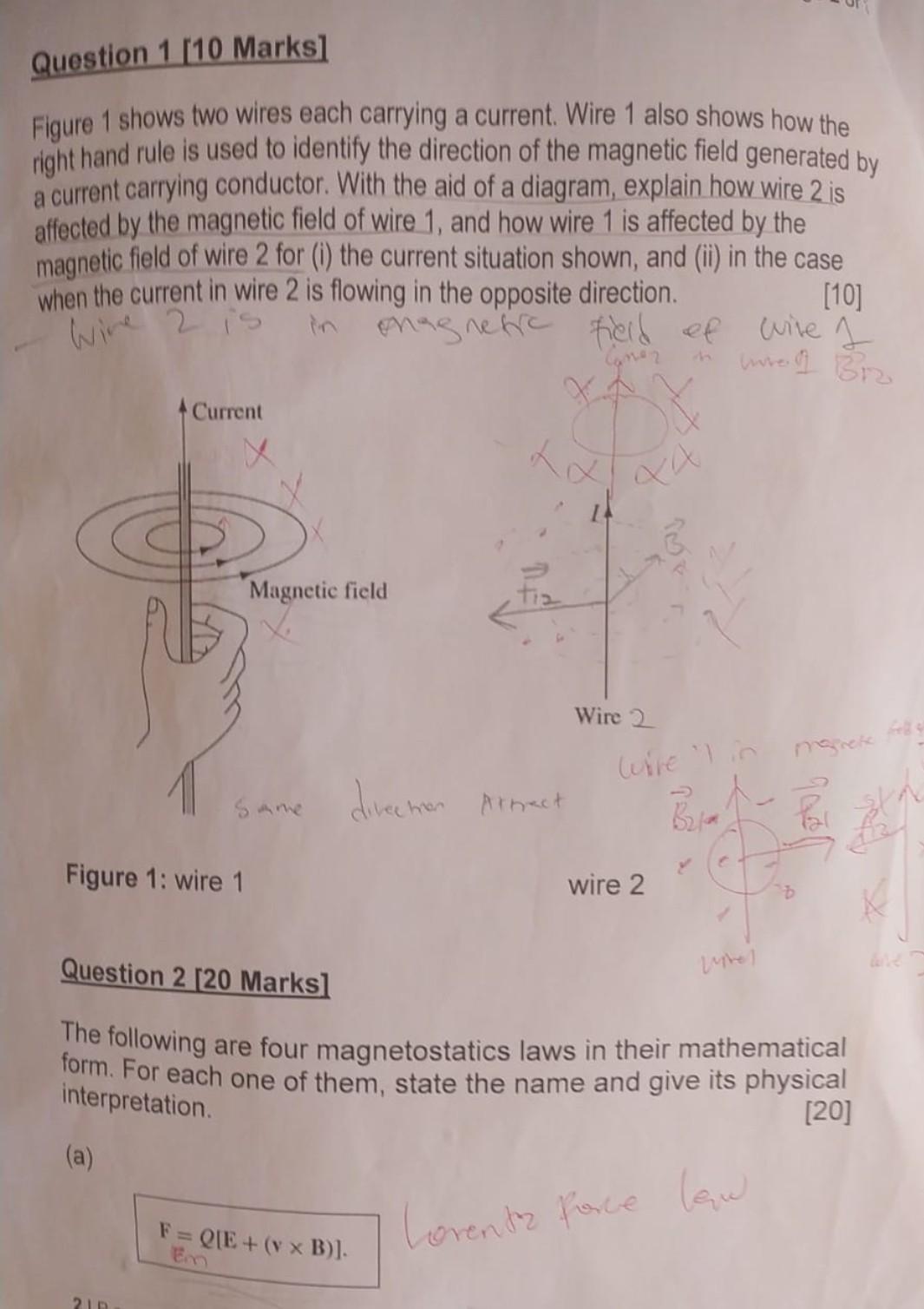 Solved Figure 1 shows two wires each carrying a current. | Chegg.com