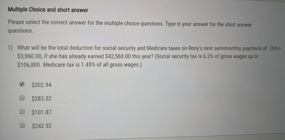 Solved Multiple Choice and short answer Please select the | Chegg.com