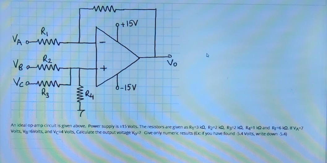 Solved 0 15v Ri Va O Nin R2 Veamin Vcom R W 0 15v An I Chegg Com