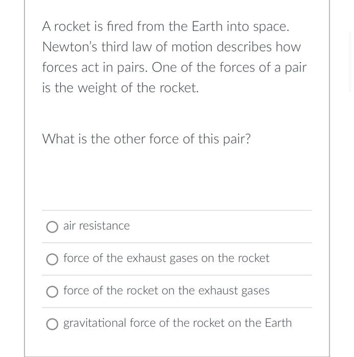 Solved A rocket is fired from the Earth into space. Newton's