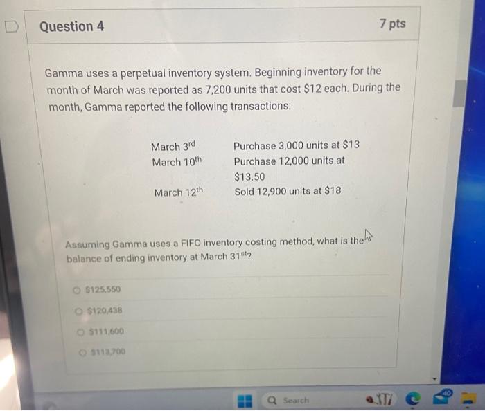 Solved Gamma uses a perpetual inventory system. Beginning | Chegg.com