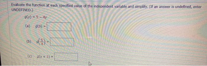 Solved Evaluate the function at each specified value of the | Chegg.com