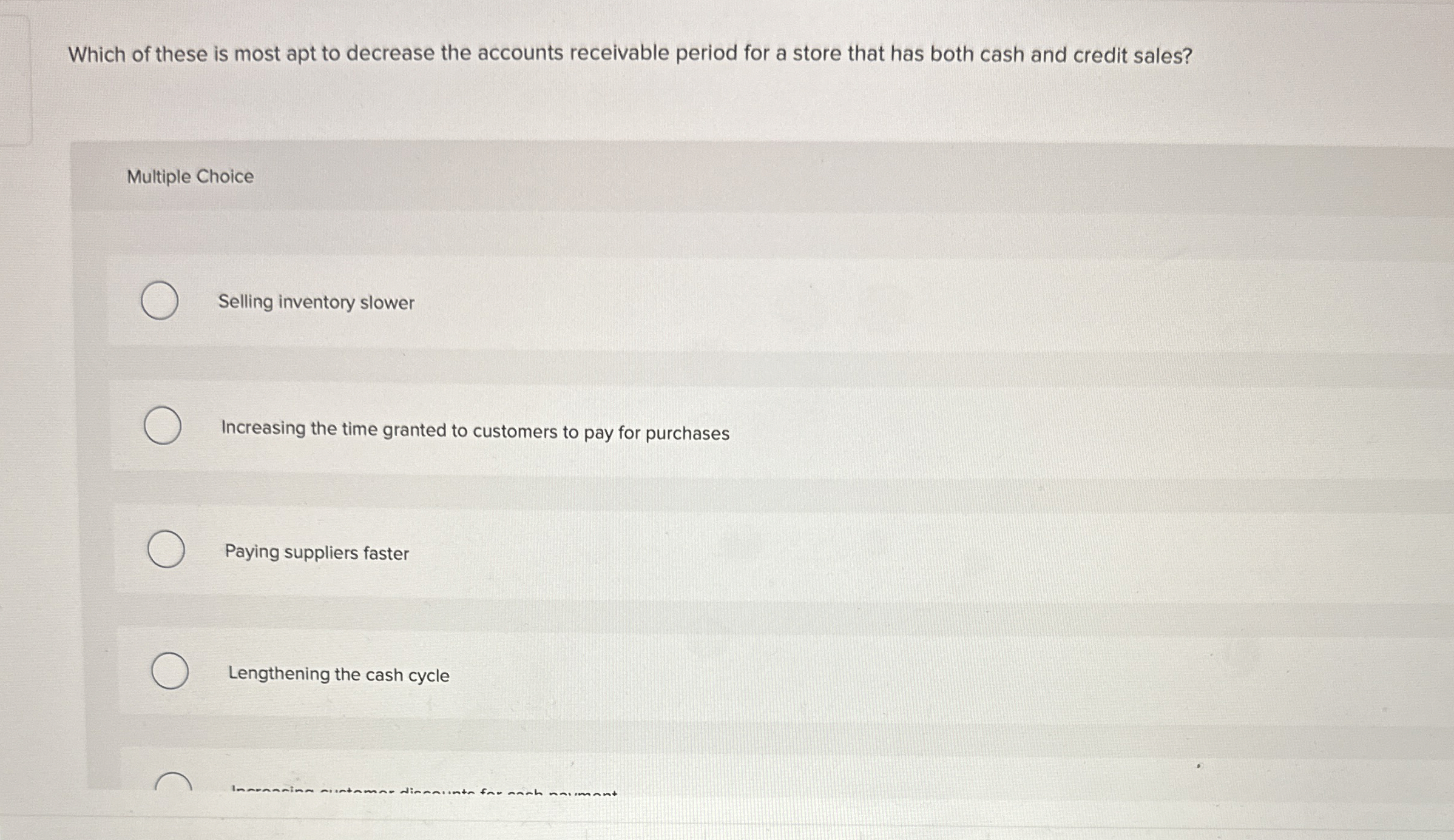 Solved Which of these is most apt to decrease the accounts | Chegg.com