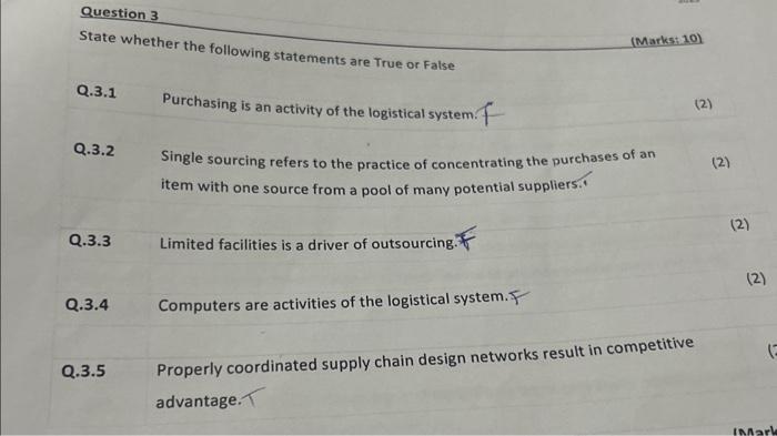 Solved State whether the following statements are True or | Chegg.com