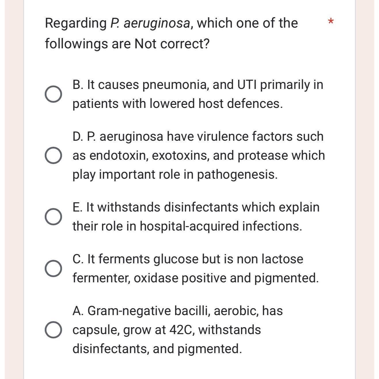 Solved Regarding P Aeruginosa Which One Of The Followings Chegg Com   Image