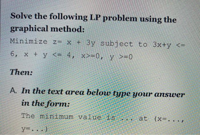 Solved Solve the following LP problem using the graphical | Chegg.com