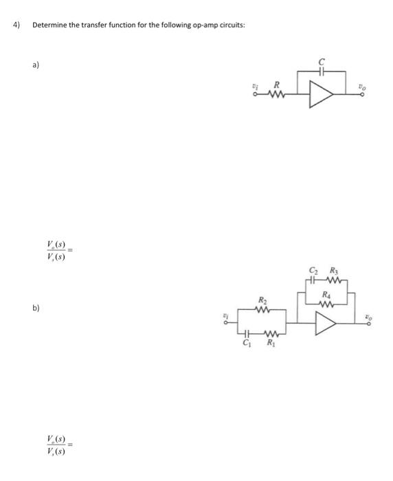 Solved 4) Determine the transfer function for the following | Chegg.com