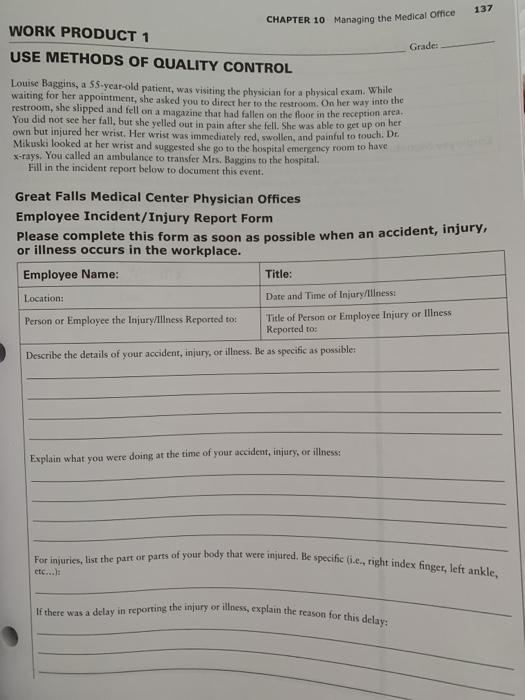 Solved 137 CHAPTER 10 Managing the Medical Office Grade
