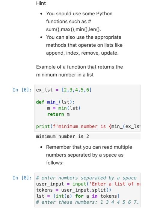 Solved _ist and Set basics Given a list of numbers, you are | Chegg.com