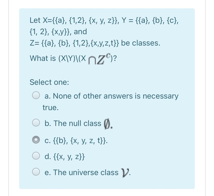 Solved Let X {{a} {1 2} {x Y Z}} Y {{a} {b} {c}