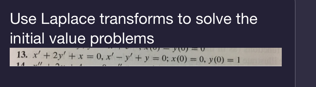 Solved Use Laplace transforms to solve the initial value | Chegg.com