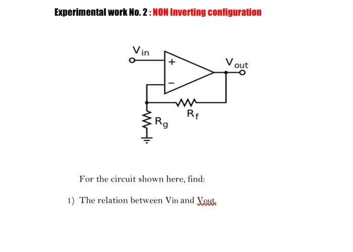 Solved Experimental work No. 2: NON Inverting configuration | Chegg.com