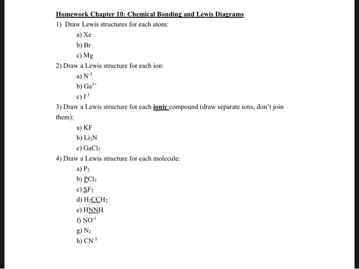 Solved Homework Chapter 10: Chemical Bonding and Lewis | Chegg.com