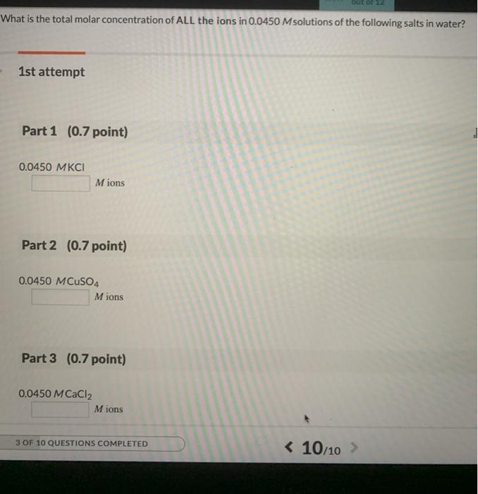 Solved out of 12 What is the molar concentration of Nations | Chegg.com