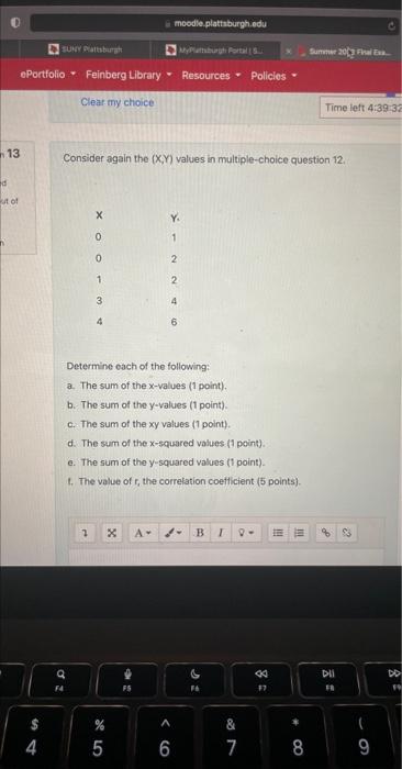 Solved Consider again the (X,Y) values in multiple-choice | Chegg.com