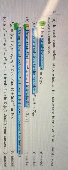 Solved (a) ﻿In each case below, state whether the statement | Chegg.com