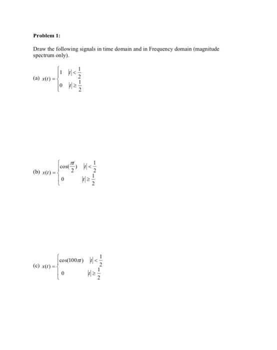 Solved Problem 1: Draw the following signals in time domain | Chegg.com