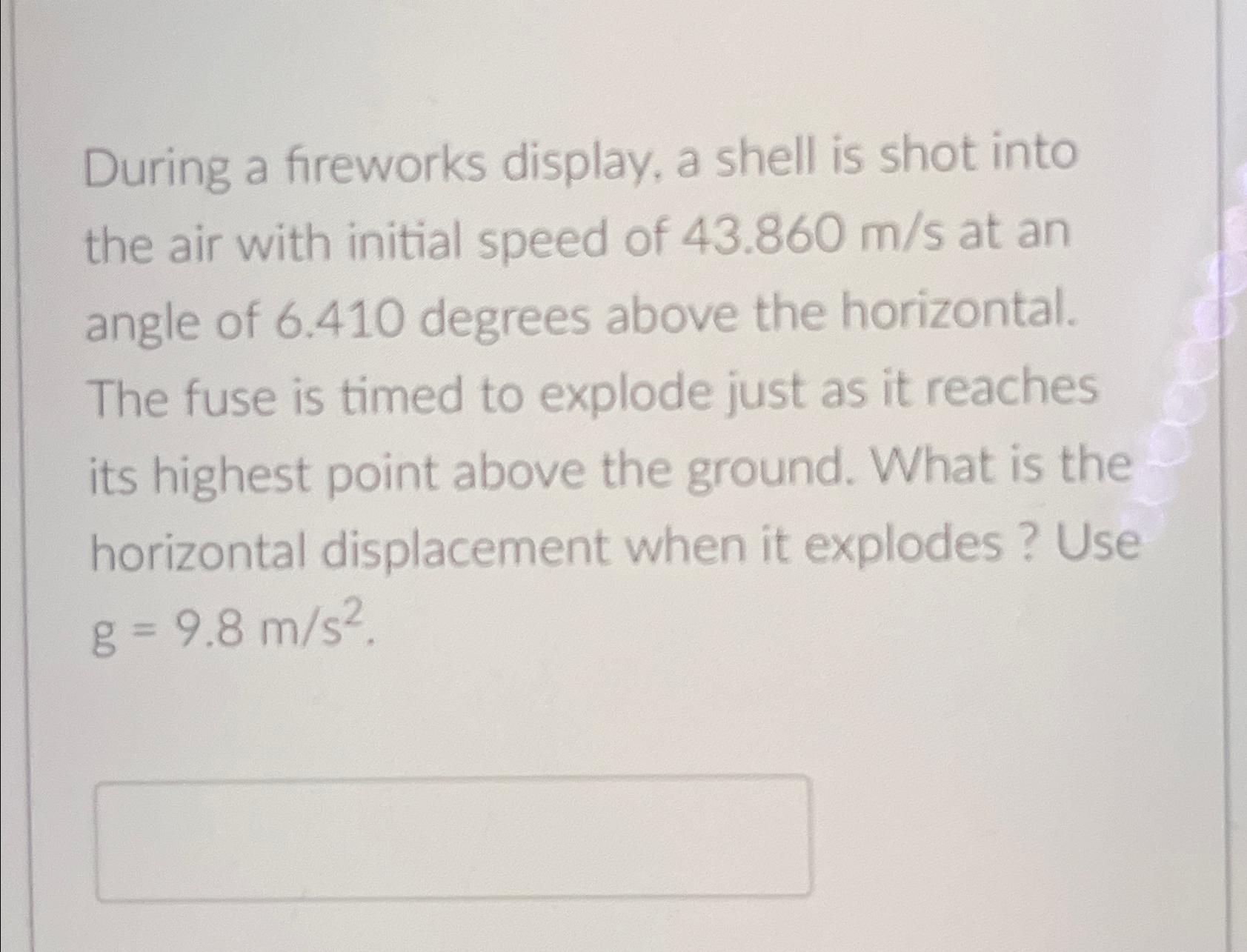 Solved During a fireworks display, a shell is shot into the | Chegg.com
