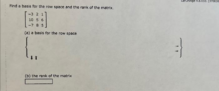 Solved Find a basis for the row space and the rank of the | Chegg.com