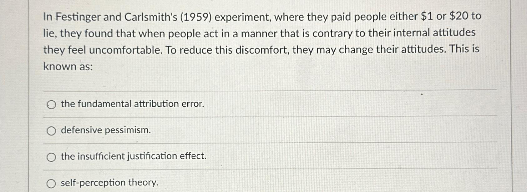 festinger and carlsmith 1959 experiment