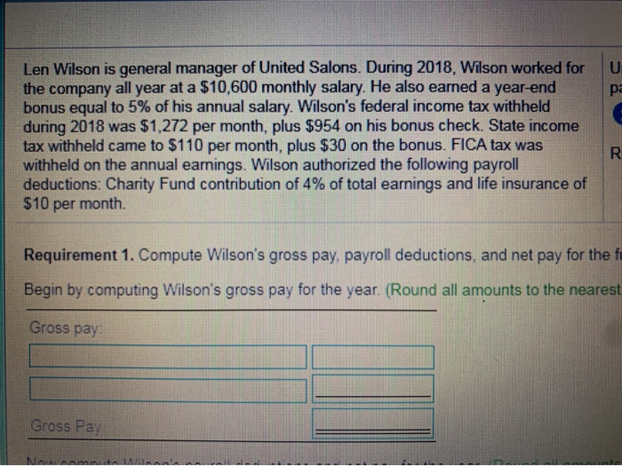 Solved U pa Len Wilson is general manager of United Salons.