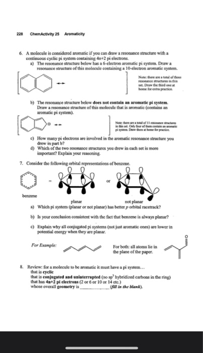 Solved 228 ChemActivity 25 Aromaticity 6. Amolecule is | Chegg.com