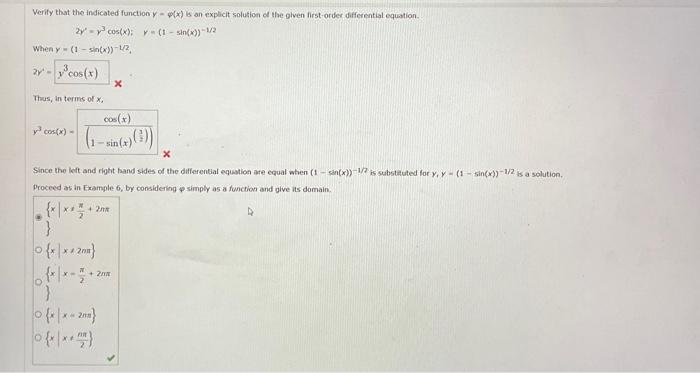 Solved Verify that the indicated function y=φ(x) is an | Chegg.com