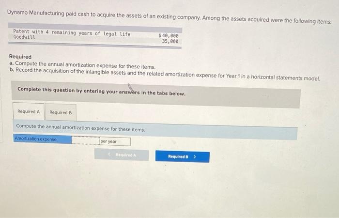 Solved Dynamo Manufacturing Paid Cash To Acquire The Assets | Chegg.com