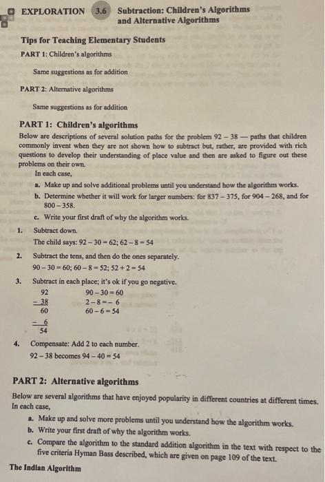 Solved PART 1: Children's algorithms Below are descriptions | Chegg.com