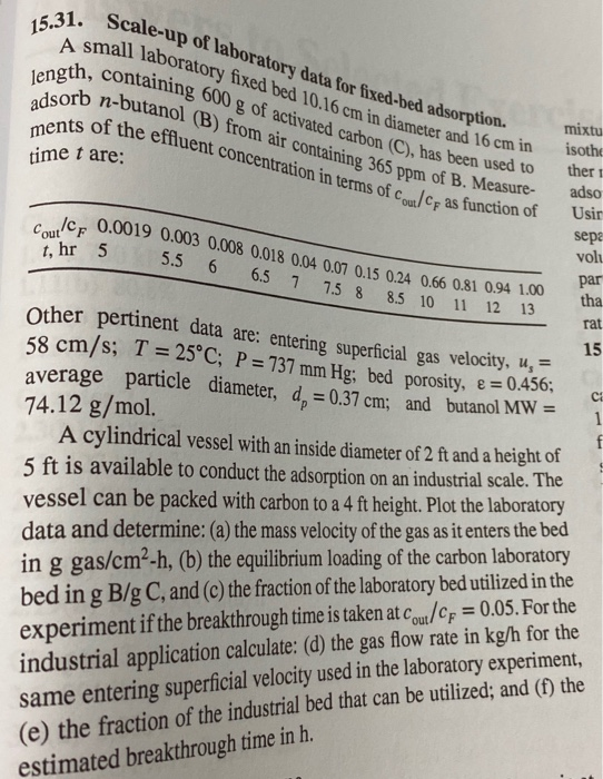 Solved 15 31 Scal A Small Labo Length Contai Adsorb N B Chegg Com