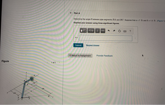 Solved Part A Determine the angle between pipe segments BA | Chegg.com