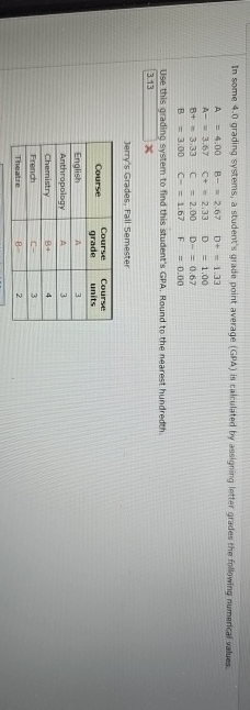Solved In some 4.0 grading systems, a student's grade point | Chegg.com