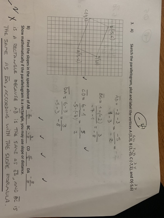 Solved 3. A) Sketch the parallelogram, plot and label the | Chegg.com