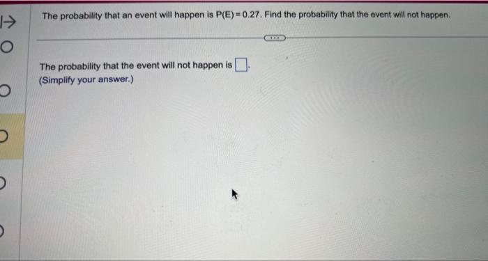 Solved The probability that an event will happen is | Chegg.com
