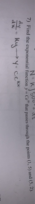 Solved ds 5 Find the exponential function y= Ce that passes | Chegg.com