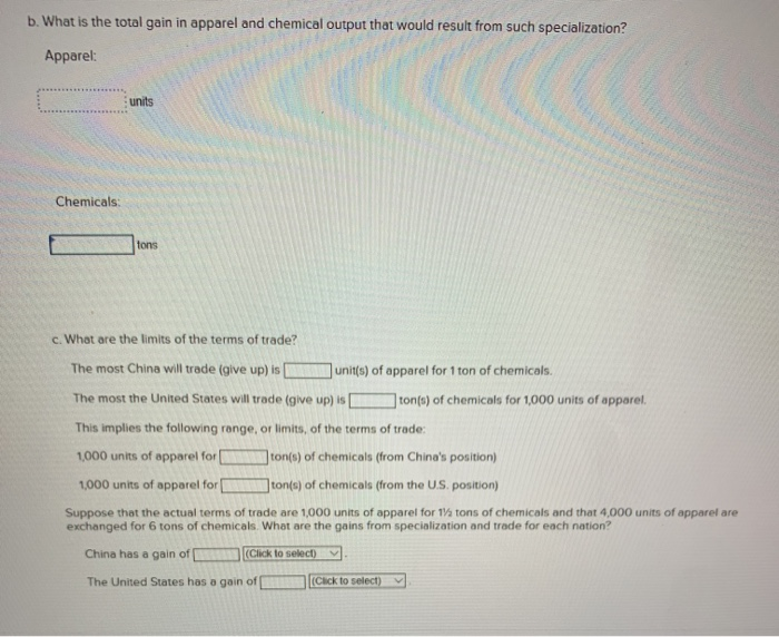 Solved B. What Is The Total Gain In Apparel And Chemical