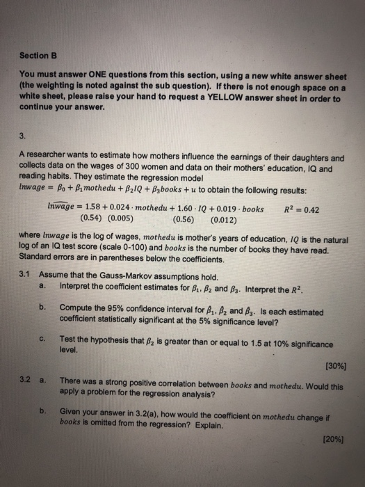 Solved Section B You Must Answer ONE Questions From This | Chegg.com