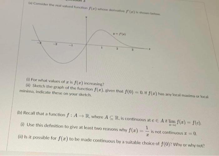 Solved a) Consider the real valued function () whose | Chegg.com