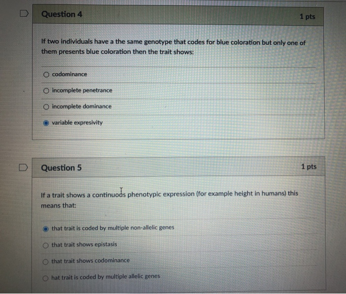 Solved Question 4 1 pts If two individuals have a the same | Chegg.com