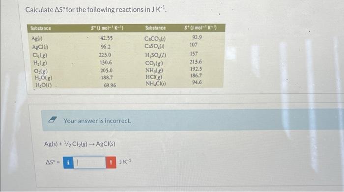 Solved Calculate ΔS∘ for the following reactions in JK−1. | Chegg.com